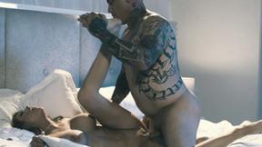 ”couple having erotic anniversary sex”