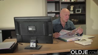 Riding Old Man Cock and Sucking his balls swallows cum