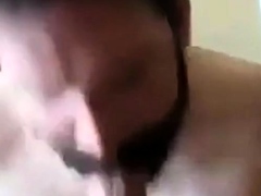 Bearded daddy sucks big hairy cock