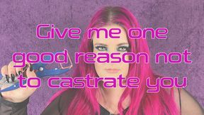 Give me one good reason not to castrate you