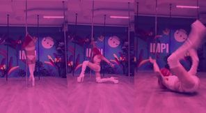 Redhead pole queen destroys mind with Halloween strip tears