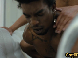 Black perverted bottom fucked in anal hole in missionary