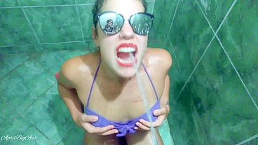 toilet public , public pool drinking pee , swallow piss , cum face slut and happy
