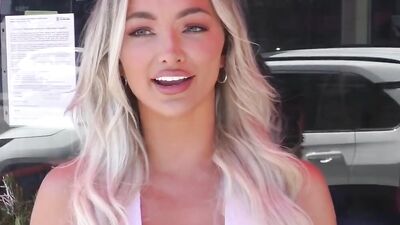 Gorgeous blonde babe with a perfect body hammered by a black stud