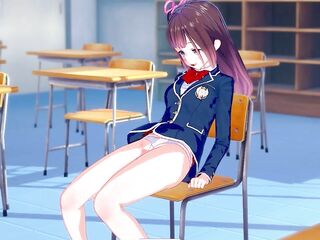 Anime girl fingering in her classroom