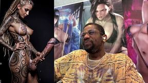 Transgender blonde Daphne gets jizz covered face from long stiff tool