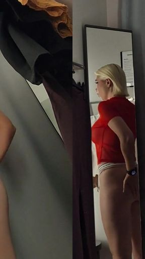 Stunning moment from &quot;Blonde with Huge Tits Trying on Clothes in Mall. Milf Without Panties in Fitting Room&quot;