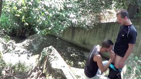 Straight fuck gay twink outdoor