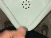 Early Morning Pee Desperation While Camping - Risky Public Pissing & Cumming In A Public Washroom