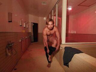 Using sextoy to warm up my booty in advance of the bathhouse open