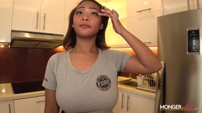 Sexy Asian maid with giant jugs impregnated by boss