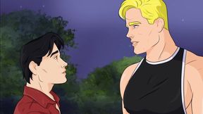 Muscular Daddy Femboy Stranger Gets Cum Filled Kiss While Cartoon Hentai Rains Down