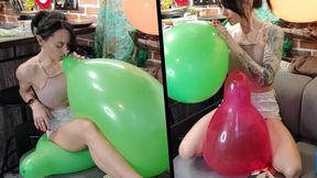 Jumping on huge balloons. Balloon B2P - Mishel Looner balloons
