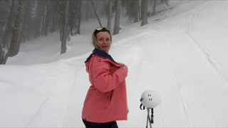 Exhibitionist skiing and naughty in the cable car