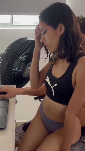 My little stepbrother helps me with my homework and I take advantage of it to fuck me very hard.   Clip 1