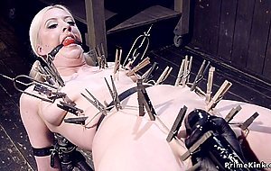 Ass hooked blonde tormented in device