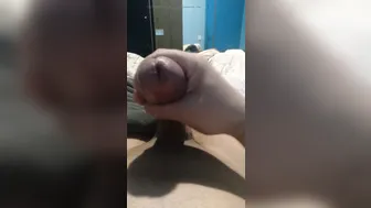 Latino Twink Crossdresser Solo Handjob with Big Cock Cumshot