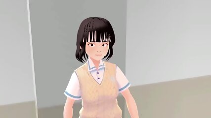 Toyota Nono Anime girl introduce herself with japanese uniform.upskirt