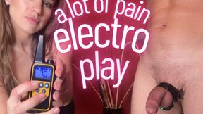 Electro play with foreskin pain play