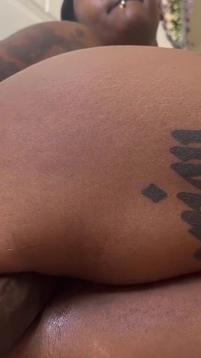 Thick Ebony Pussy with Big Boobs, Huge Ass, Riding Dildo