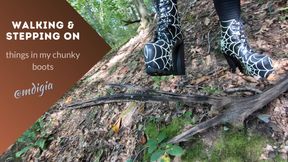 Watch Mdigia walk outside and step on some subs dirty old hat in her chunky boots