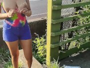 COSPLAY BIG TITS FEMALE GOES OUTSIDE ON HER MOTORCYCLE PUBLIC EROTIC SENSUAL SOLO FEM