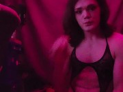 Trans girl eats her cum and fucks herself with it!