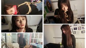 C4SDomination25 jasmine tape gag ballgagged jeans hogtied shibari struggle rope bondage