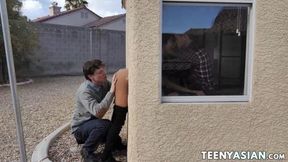 Throbbing Thrusts: Ember Snow's XXX Delivery Duet with Jay & Rion