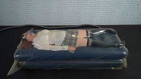 Double inflatable mattress in a latex vacuum bag and three vibration orgasms