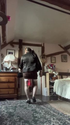 In an outfit with a little brown dress for an evening