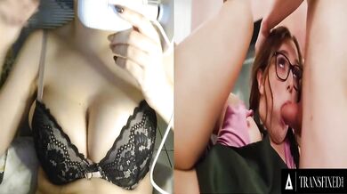 Obsessed Coworker Watches Trans Porn Then Gets Choked By Futa Hard Fast Fuck Deepthroat Eating Pussy
