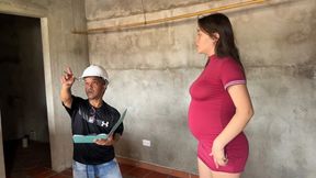 Little engineer fucks a pregnant girl in exchange for giving an inspection of her house and ends up putting his huge big cock in her