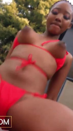 I watched this BIG TITS &amp; ASS 19YO EBONY forget her broke BF the second New York came up   Clip 2