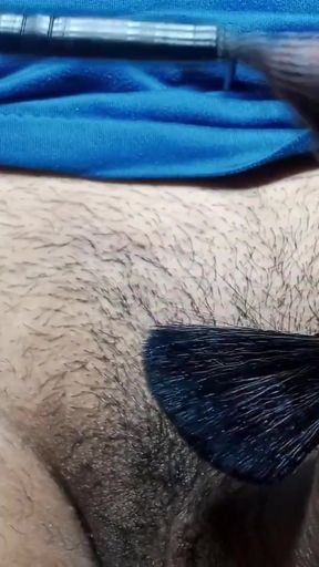 a pleasurable and very exciting caress with a soft brush all over my penis by my expert stepsister   Clip 2