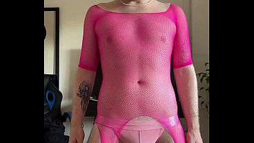 Guy Discovers his Sexuality by having Sex with Cute Femboy in Fishnets