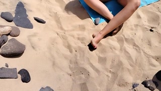 I lube my tits on the beach and my stepdad lubes my ass