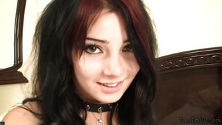 Emo teen chick touching her pussy solo
