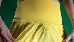 Yellow Skirt with Vote Panties Try On