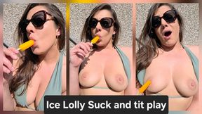 Natural Brunette MILF Ice Lolly Cock Worship & Nipple Freeze Tease in the Sun