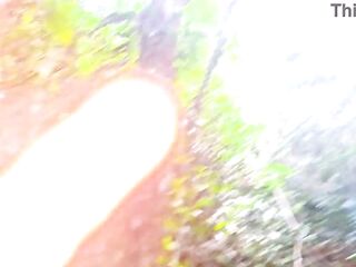 Risky handjob for playgirl on the beach trail!