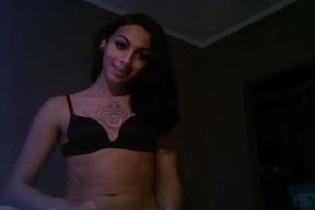 Tall brunette tranny webcam solo