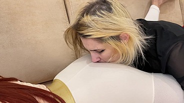 Mistress Ignores When Her Ass Is Kissed By Slave Girl Because It Is a Daily Practice