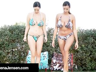 Juicy Women Jelena Jensen & Carnal Jane Make Out In Pool!