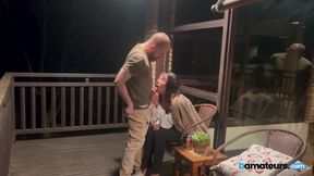 Wifey sucks dick on balcony