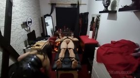 Bound Mature Stud's Ass Stretched Wide by Dominatrix Toy