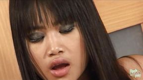 Wearing stockings for anal sex makes this Asian teen extremely turned on  She has fun using her toys