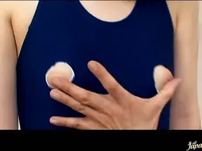 Yuu Mahiru Asian teen rubs and fingers her hot pussy