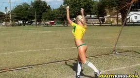 Molly Cavalli and Tiffany Tyler play football