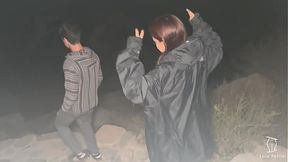 Petite slut gets double stuffed outdoors